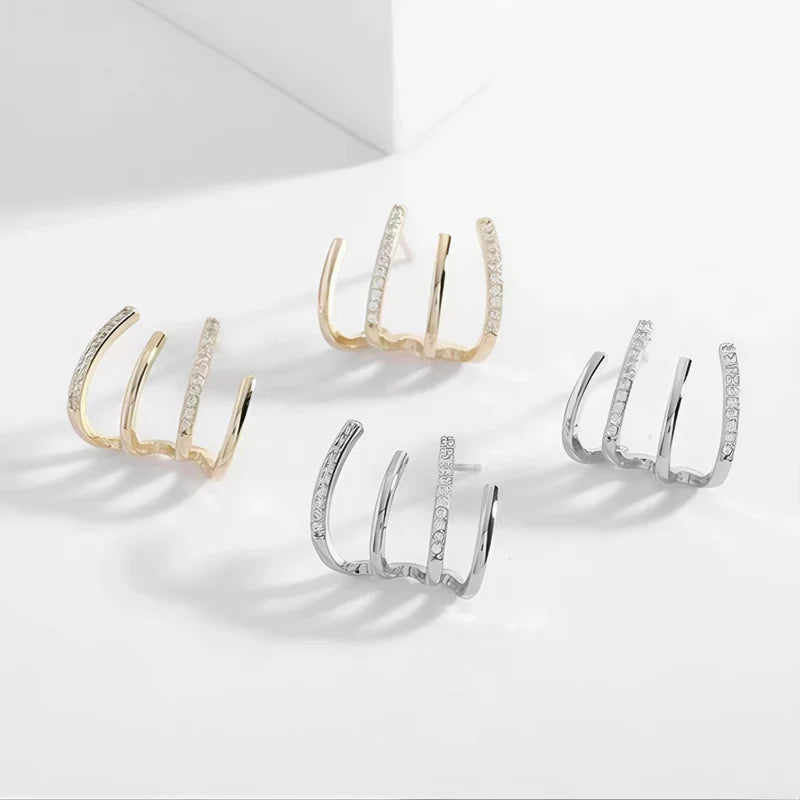 💎 GeoShine™ – Brincos Geométricos com Revestimento em Ouro/Prata e Zircônia