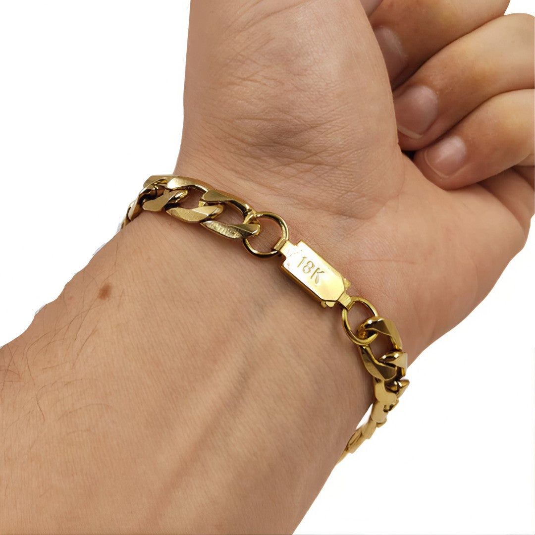 💎 GoldenKing™ – Corrente Masculina 10mm Banhada a Ouro 18K com Pulseira de Moeda Antiga