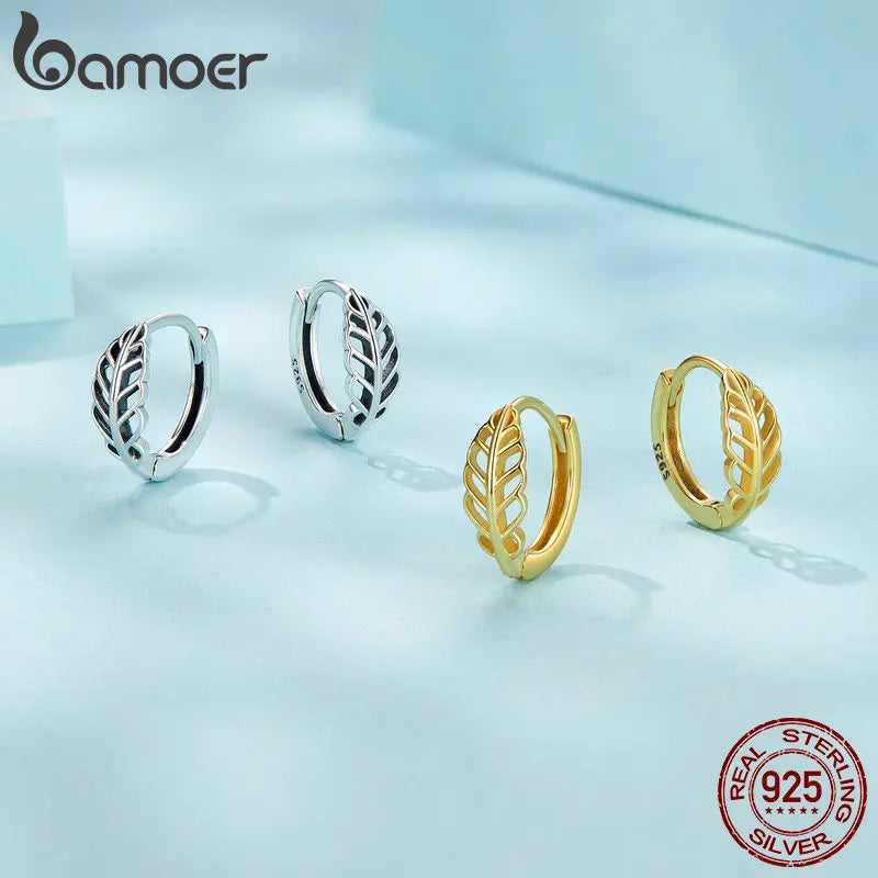 Brincos BAMOER Leaf Elegance