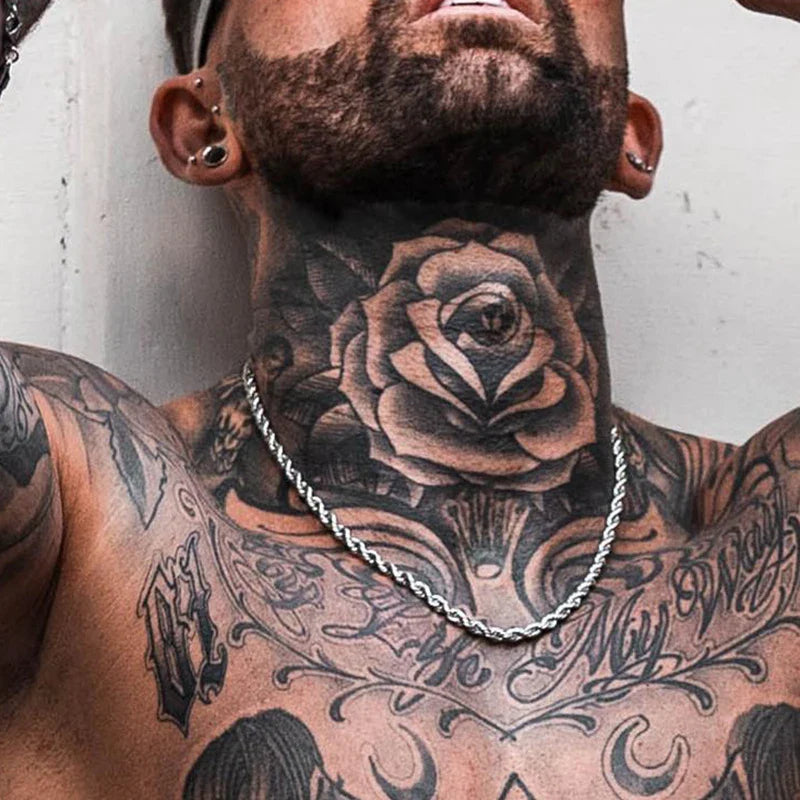 Colar Trançado Masculino de Aço Inoxidável