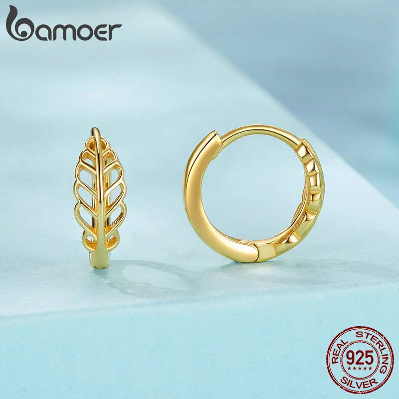 Brincos BAMOER Leaf Elegance