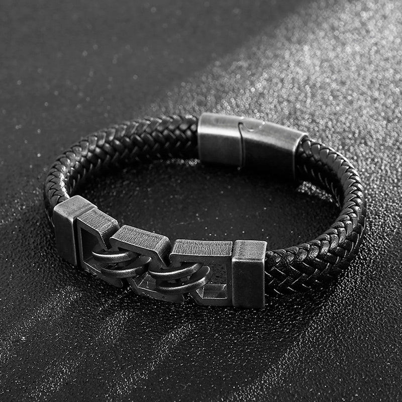 Pulseira Masculina de Aço Inoxidável com Design de Corrente Motociclista