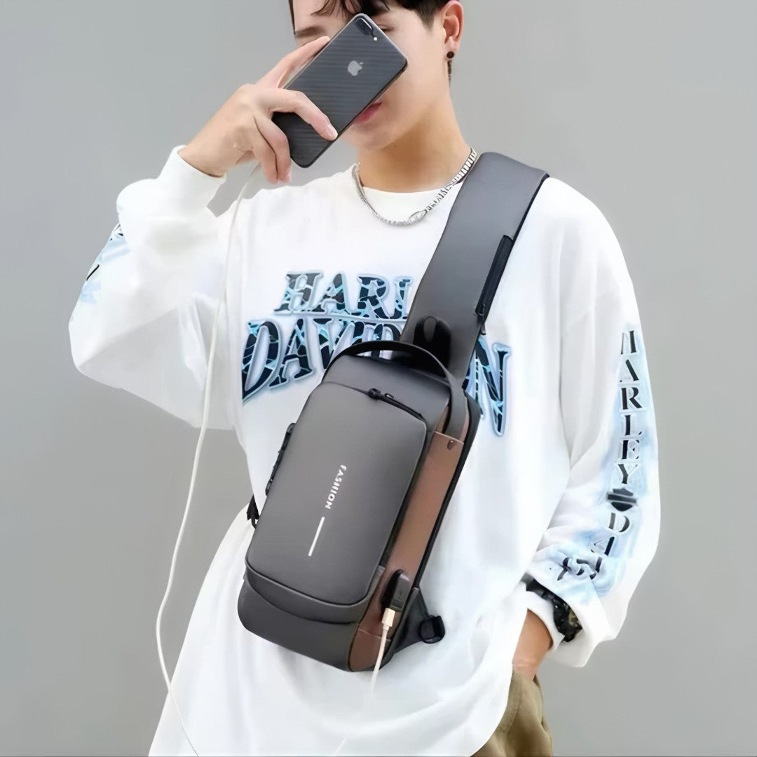🎒 UrbanShield™ – Bolsa Masculina Antifurto Impermeável com Cadeado e Design Premium