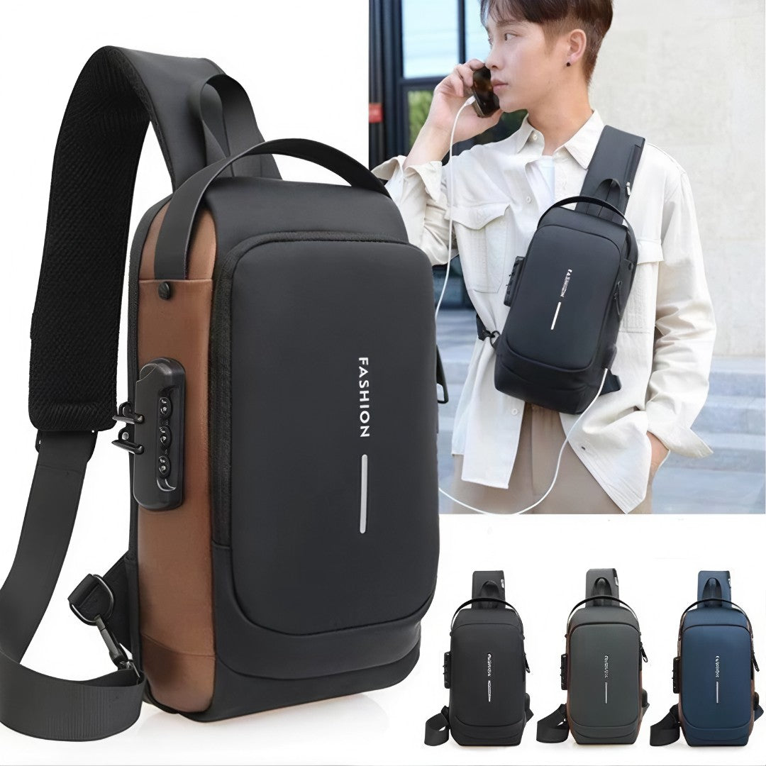 🎒 UrbanShield™ – Bolsa Masculina Antifurto Impermeável com Cadeado e Design Premium