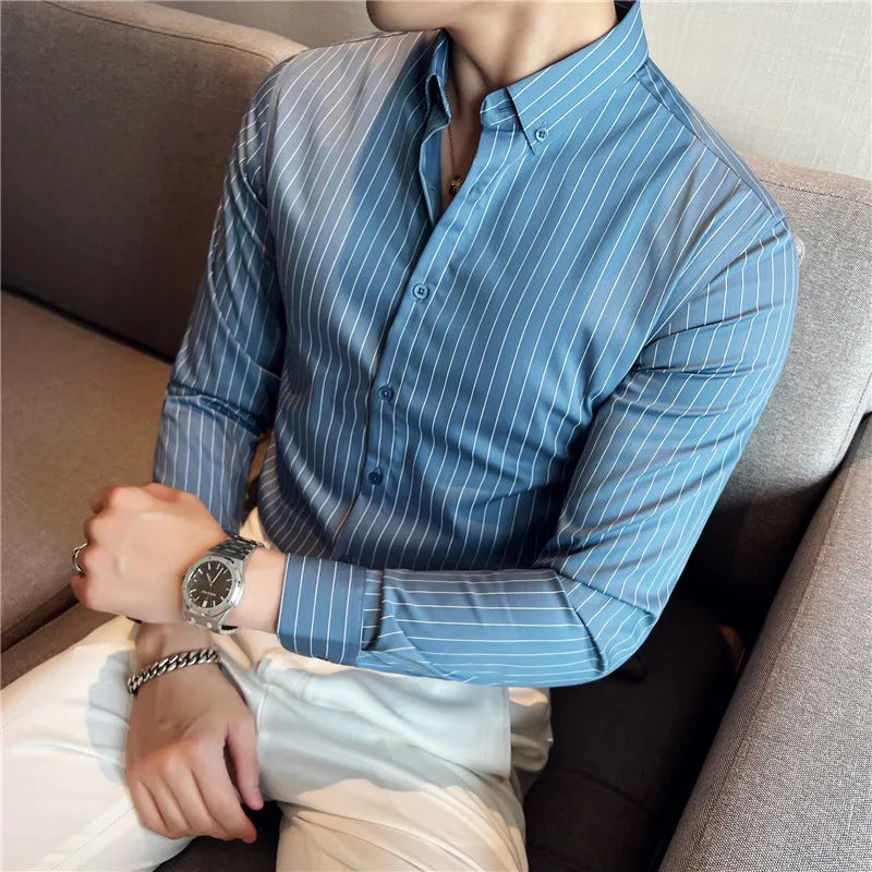 Camisa Social Masculina Listrada Slim Fit: Estilo Luxo e Conforto