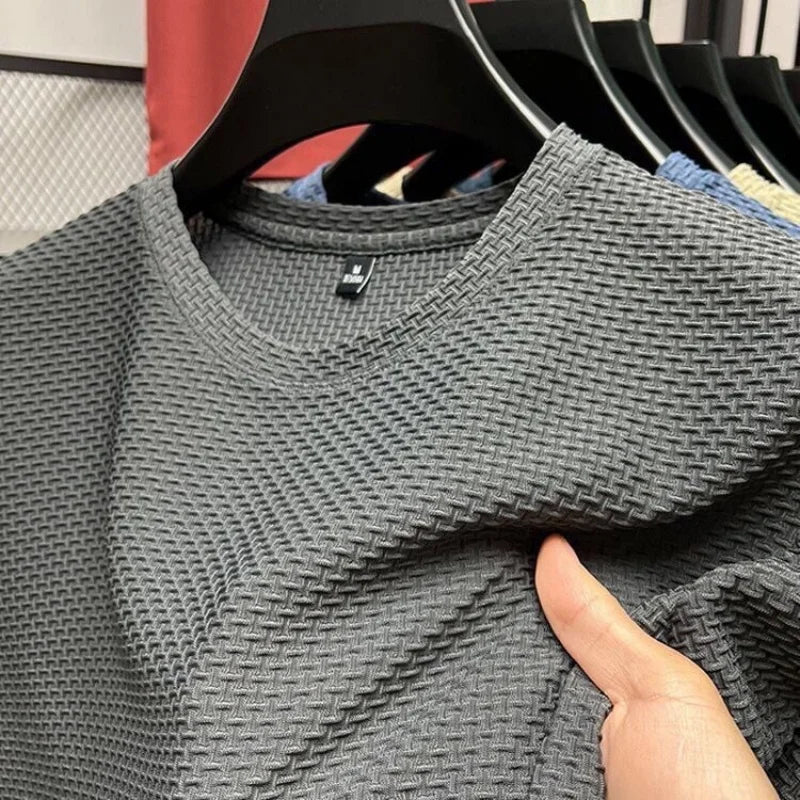 Camiseta Masculina Luxo Ice Silk: Respirável e Confortável para o Verão