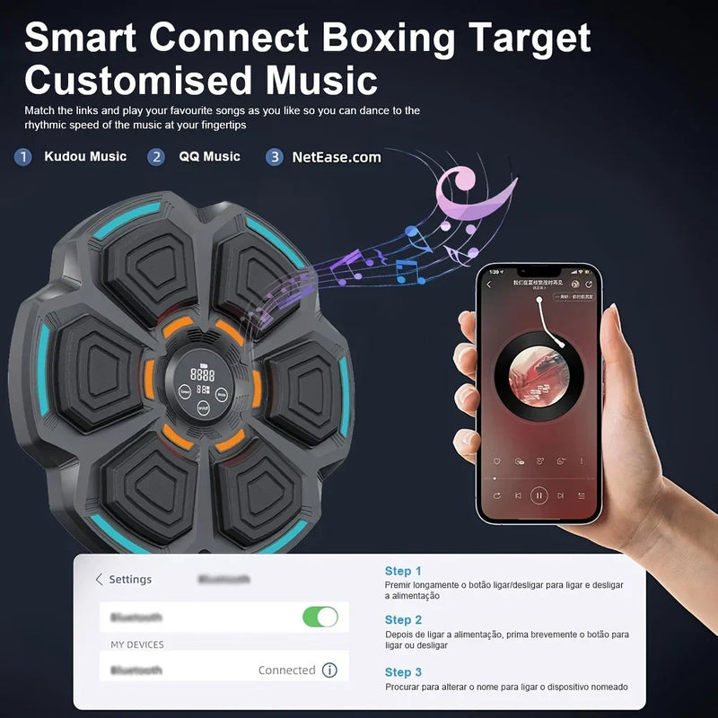 "Treine com Potência: Máquina de Boxe Musical Inteligente com Luvas e Conexão Bluetooth!"