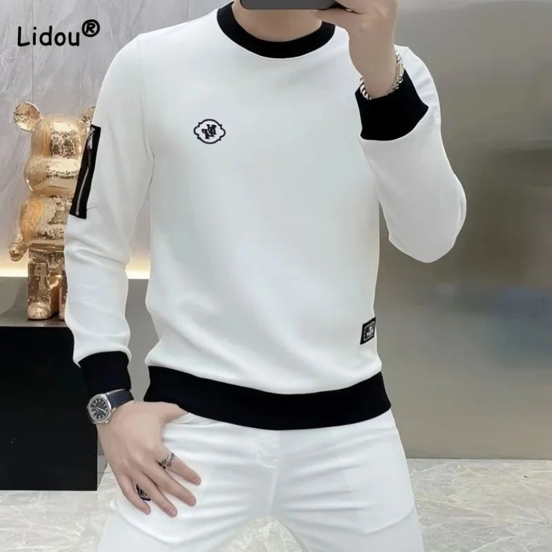 "Camiseta Masculina Luxuosa de Manga Longa Estilo Elegante para Outono e Primavera"