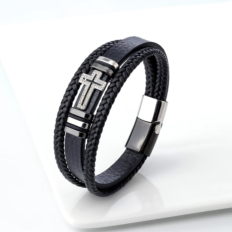 Pulseira Masculina 3 em 1 Estilo Europeu com Design Moderno e Aço Inoxidável