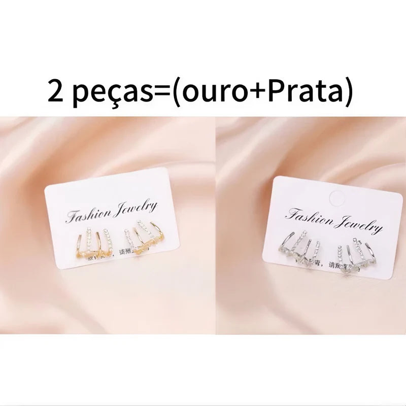 💎 GeoShine™ – Brincos Geométricos com Revestimento em Ouro/Prata e Zircônia